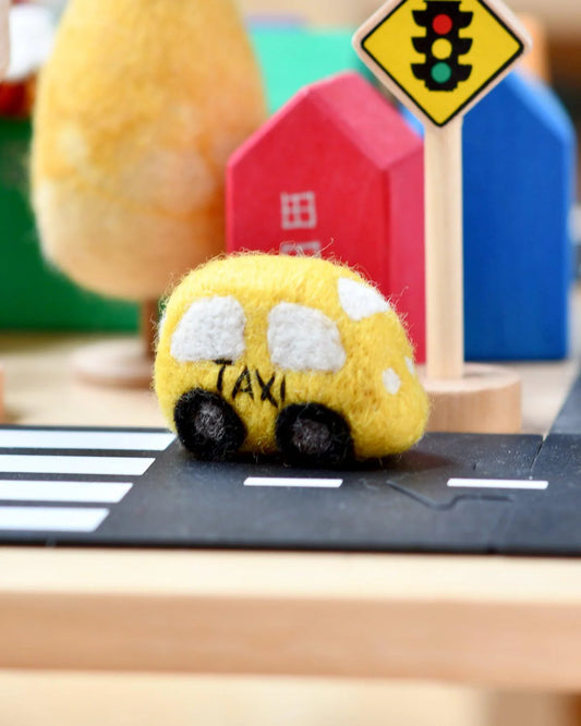 Tara Treasures Felt Yellow Taxi Toy