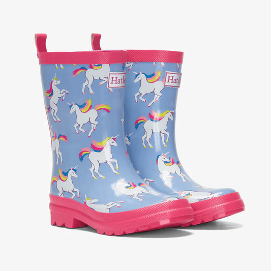 Hatley Shiny Kids Rain Boots - Unicorn Sky Dance