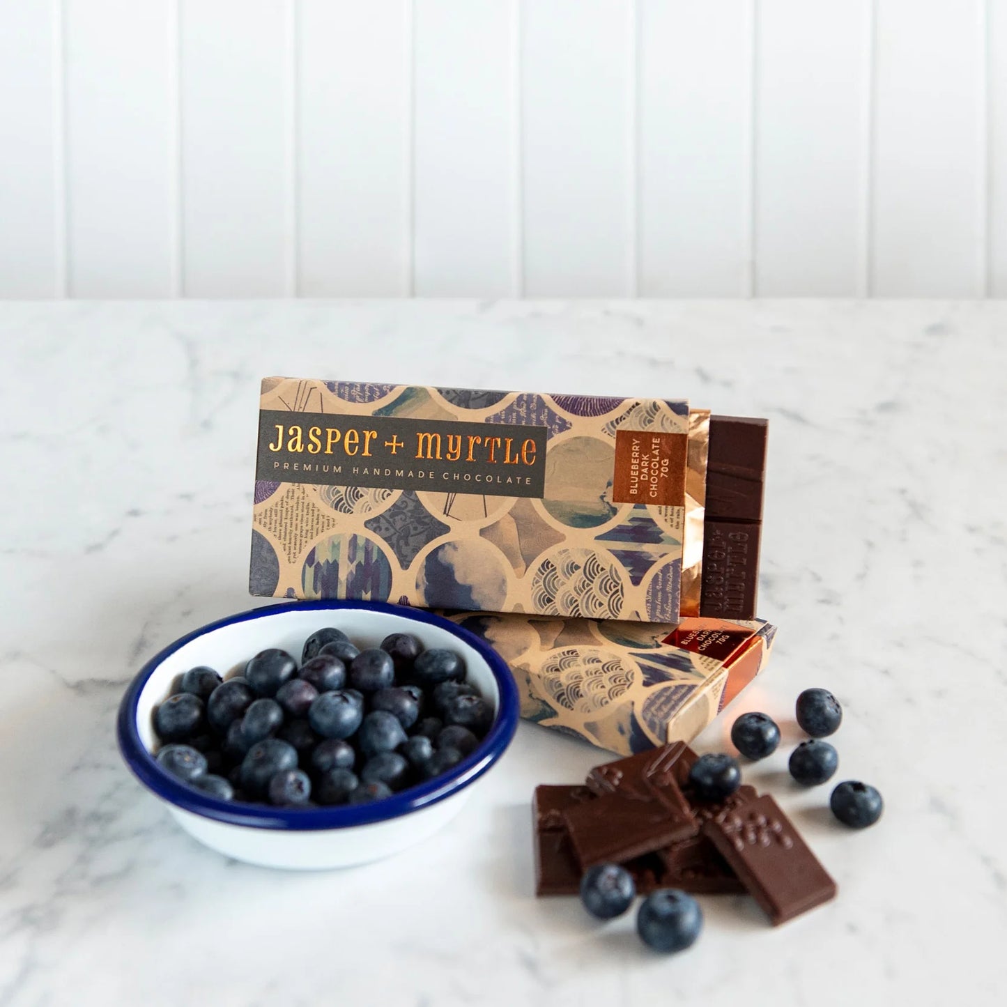 Jasper and Myrtle - Blueberry Dark Chocolate (70g)