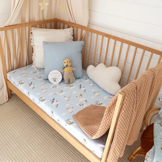 Snuggle Hunny Taking Flight Organic Fitted Cot Sheet