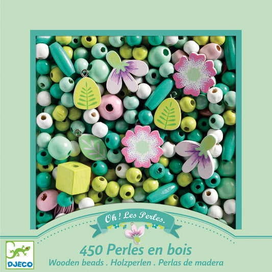 Djeco Wooden Beads Leaves and Flowers